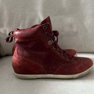 Timberland 7 red leather sneaker lace up bootie